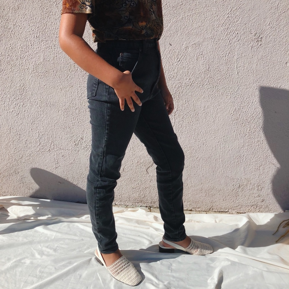 80s black tapered jeans